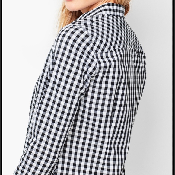 Talbots Black and White Gingham button down shirt Size 12 petite - Picture 2 of 13